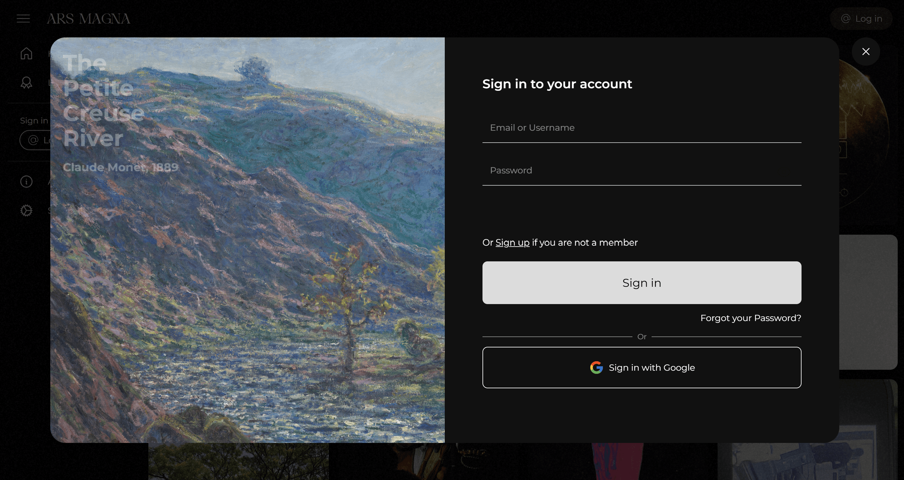 login page screenshot